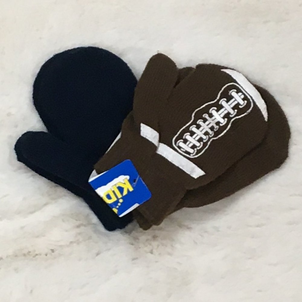 Kids Dream | Toddler Winter Mittens Set | 2 Pieces | Navy & Brown | One Size